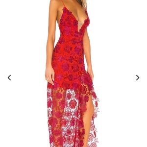 Elegant Red Lace Dress - Tarron Gown
